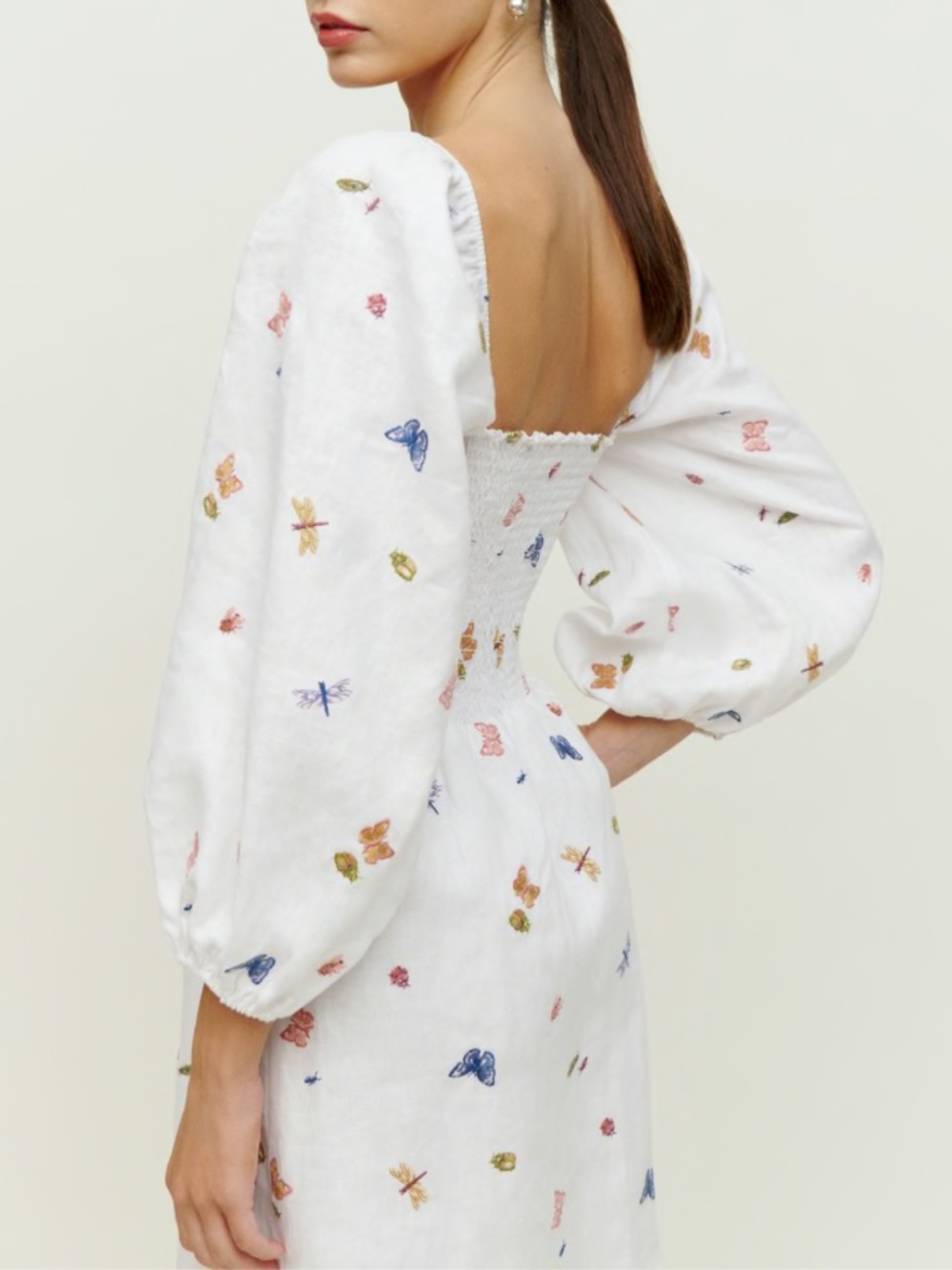 NEW Reformation Greyson Linen Dress Ladybugs Medium - Picture 14 of 17